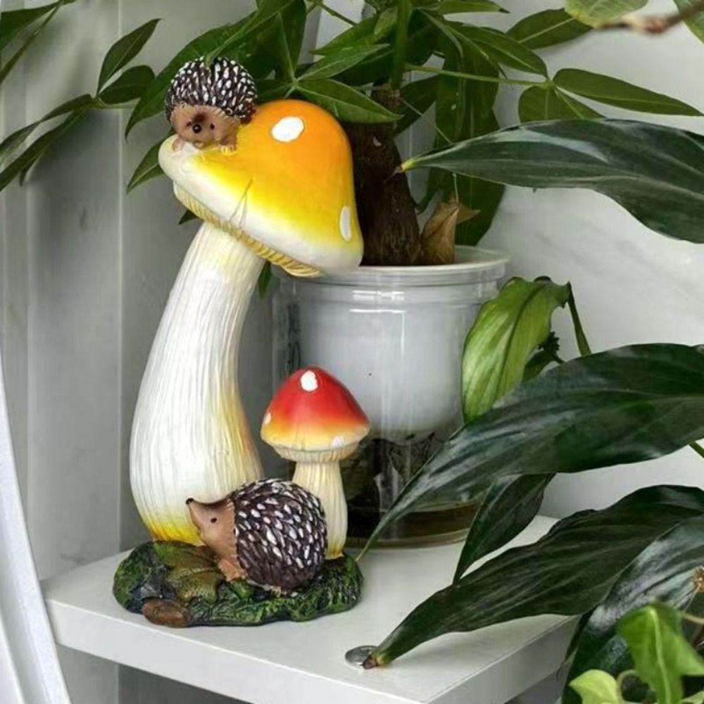 Simulation Pastoral Hedgehog Mushroom Ornaments Crafts Villa Courtyard Figurines Decoration