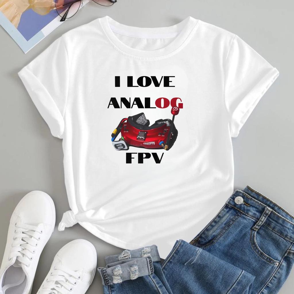 Funny Graphic T-shirt I Love Analog FPV Drone Racing Pilot Quadcopter Unisex Tee
