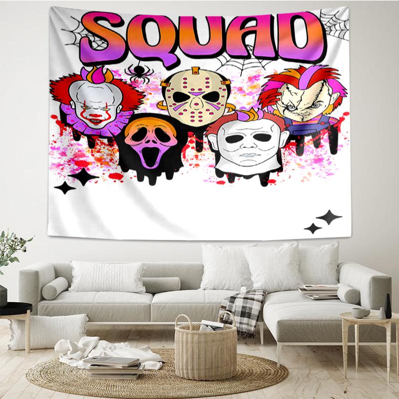 Halloween-horror Print Tapestry, Backdrop, Easy Setup, Ideal for Bedroom, Office & Living Room, with Aesthetic Wall Hanging Decor.