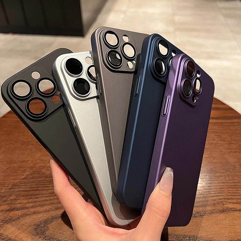 Роскошный оригинальный матовый прочный чехол-броня для iPhone 17 16 15 14 13 12 11 17 Pro Max Plus, тонкий чехол с защитой камеры из стекла