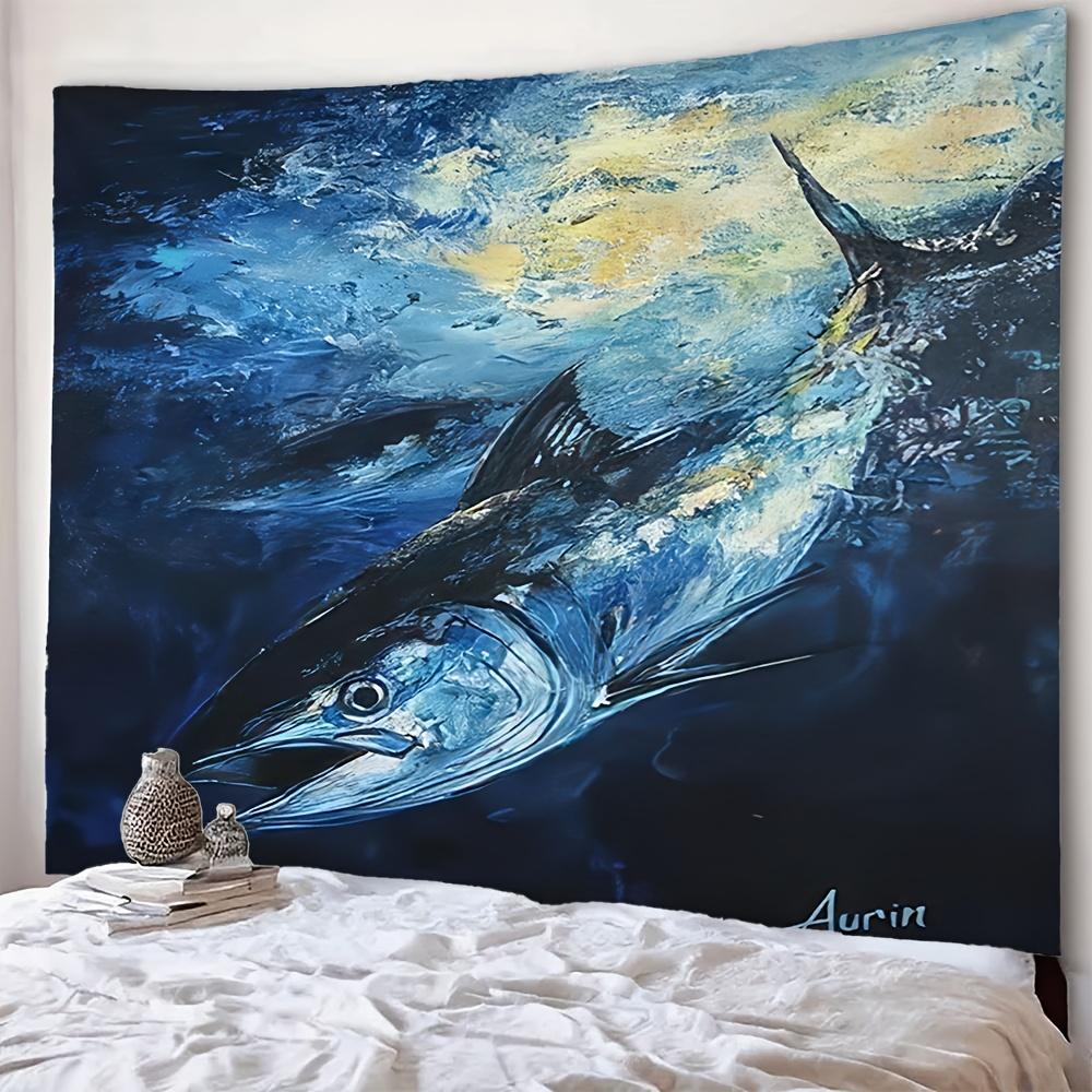 Blue marlin ocean Digital printing polyester wall tapestry suitable for use in living rooms bedrooms offices bars party
