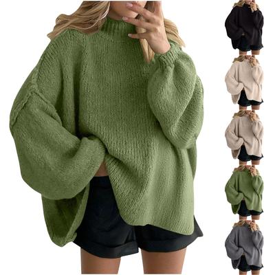 Женский модный повседневный тонкий вязаный свитер большого размера с круглым вырезом