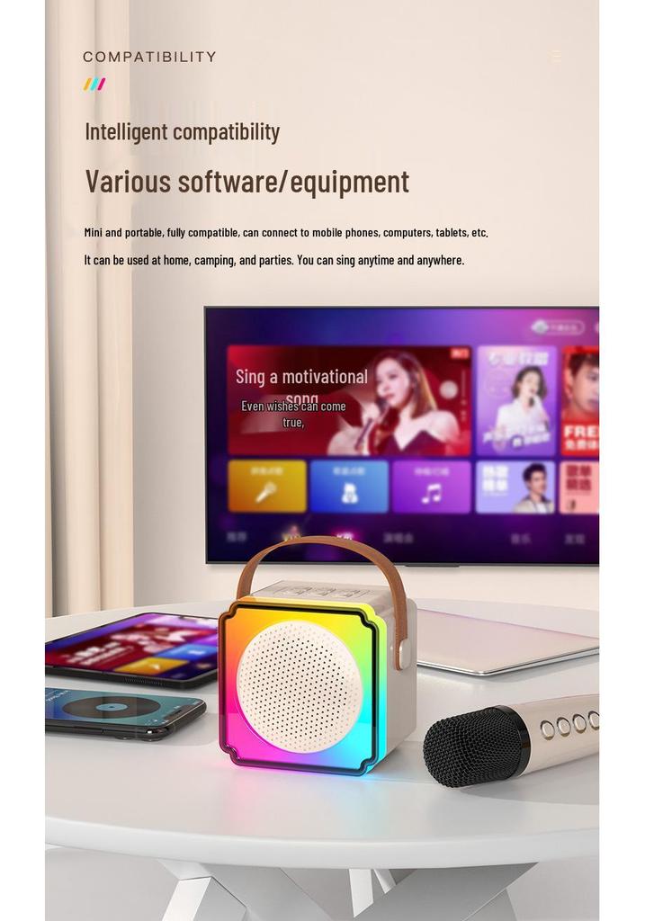 Собственная форма P8 Bluetooth Беспроводной KTV Динамик и Детский Микрофон Всё-в-Одном для Домашнего и Уличного Использования