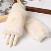 Winter Women's Warm Fluff Knitted Gloves Soft Half Finger Gloves Rabbit Fur Mittens