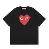 Cotton Short Sleeve T-Shirt With Heart Embroidery Couples Loose Fit Unisex Streetwear Tee
