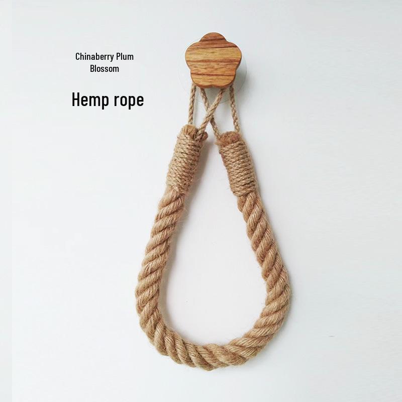 Держатель для салфеток из пеньковой веревки: Полка для полотенец из массива дерева и плетеного хлопка, креативная полка для хранения рулонной бумаги и полотенец для лица без сверления