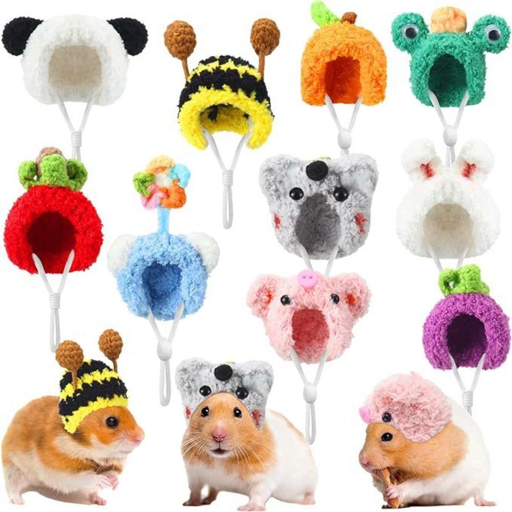 Fashion Woolen Plush Hat Mini Pet Supplies Animal Doll Hat for Hamster Golden Silk Bear