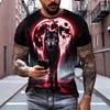 Men's Street Hip Hop T-shirt Summer Fashion Flame Billiards Pattern Casual Street Fashion Short Sleeve