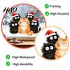 Decorative Festive Cat Stickers Christmas Window Cling, Cartoon Cats Sticker with Santa Hat, Removable Cute Holiday Glass Clings PVC Static Decal for