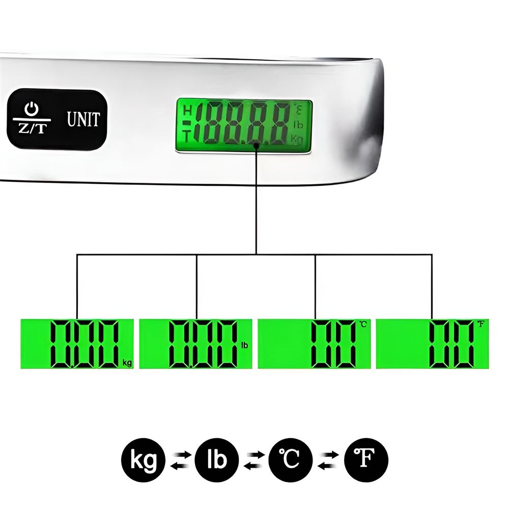 Цифровой ЖК-дисплей 110 фунтов/50 кг Электронные подвесные весы для багажа, чемодана, путешествий, взвешивание багажа, сумки, веса, портативные весы, инструмент