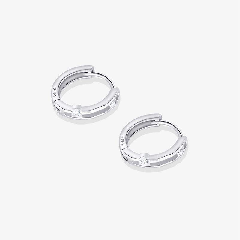 Double-Layer Zircon Ear Buckles, Simple And Cold Wind, Looking Up At Earrings, Female Elegance, Temperament, Super Flash Earrings