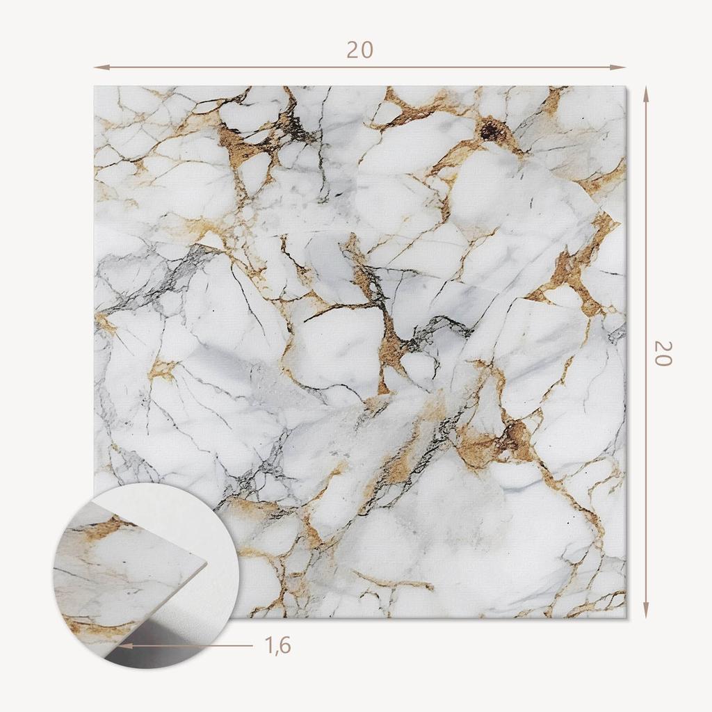 Set of Printed Vinyl Tiles - Bedroom Decoration Elegant Marble Pattern 20x20x20 cm