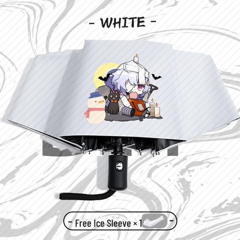 Зонт Genshin Impact Automatic складной с защитой от ультрафиолета для учеников начальной школы - устойчив к ветру, подходит для использования в солнечную и дождливую погоду