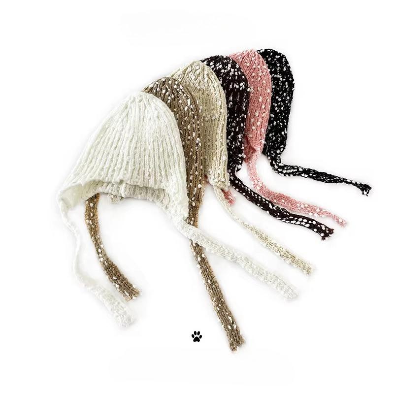 Милая шапочка для девочки с косичками и козырьком, зимняя теплая вязаная шапка с ушками, модный бини для малыша, мягкая пряжа, вязаная крючком шапочка для младенца