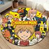 Chainsaw Man Round Area Rug Carpet Rug For Living Room Bedroom Sofa Playroom Decor Nonslip Floor Mat