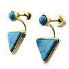 [Q1431] - Handmade Turquoise Gold 'Boho' Earrings - 11x10 Mm