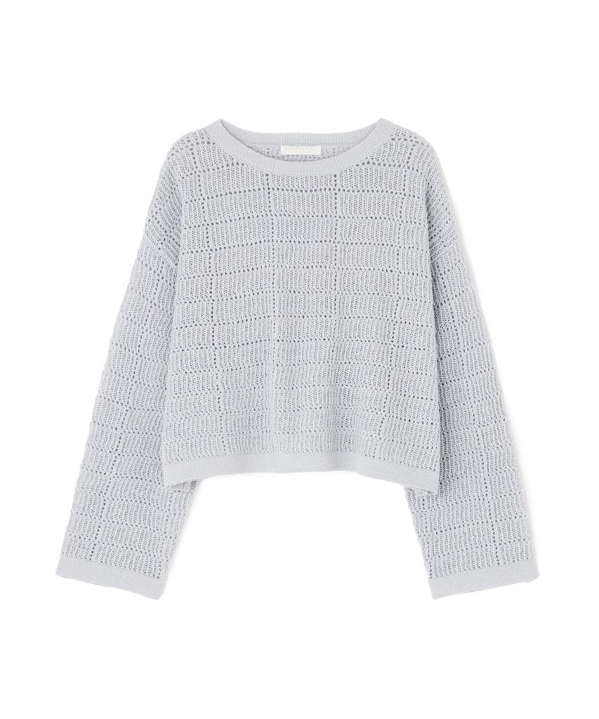 Proportion Body Dressing Openwork Short Knit Blue Women's Sweater,