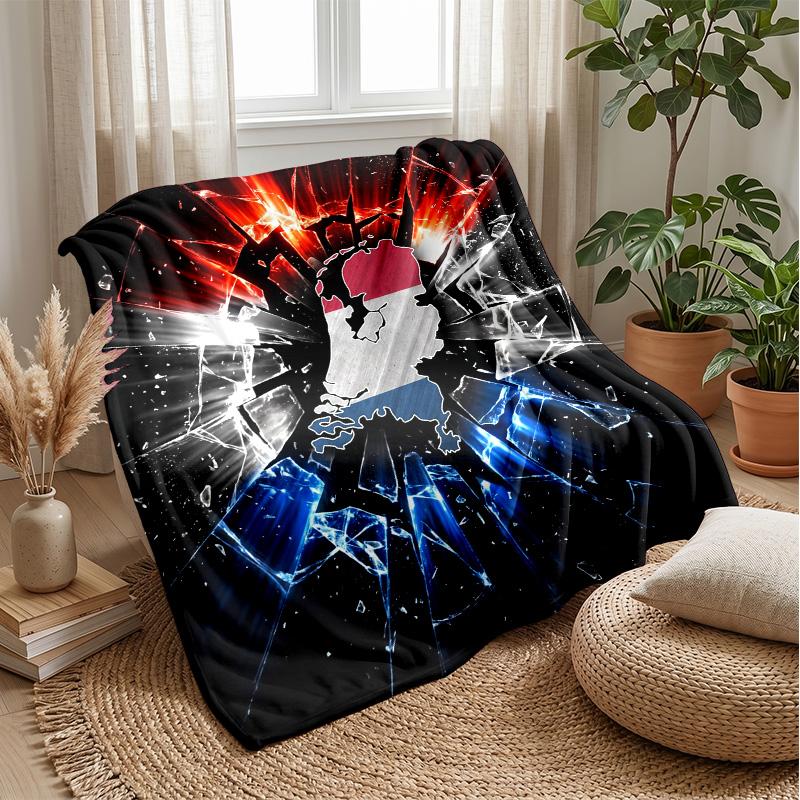 Netherlands Football Printed Flannel Blanket Skin Friendly Warm Decorative Throw for Indoor Couch Bed Daily Use