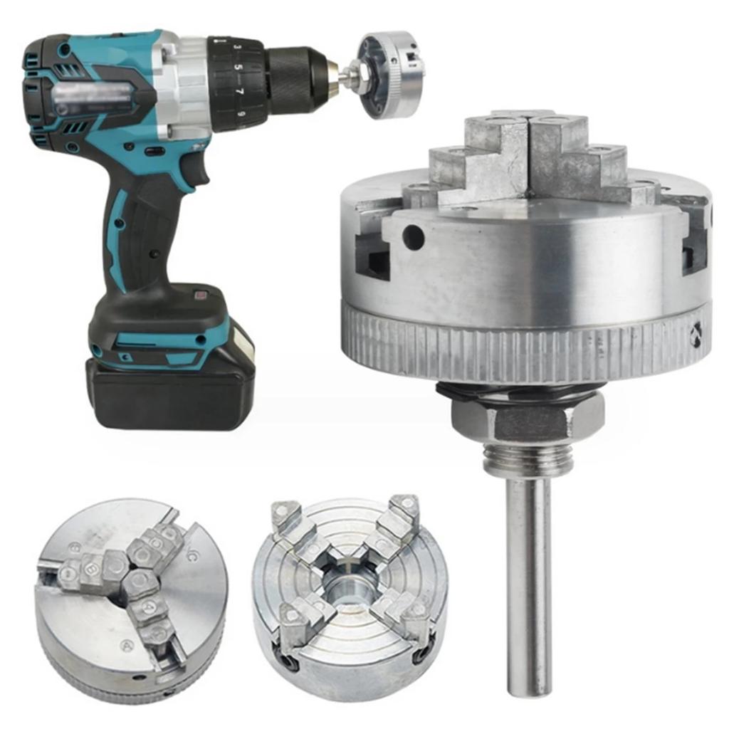 Zinc Alloy 4-Jaw Chuck Connecting Rod Self Centering Wood Turning Chuck Optional Clamp Accessories for Mini Metal Lathe