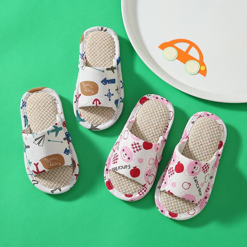 Kids' Soft, Non-Slip Indoor Slippers - Linen and Cotton for Spring & Summer