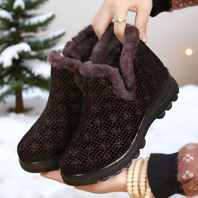 Старая Северная хлопковая обувь мать зима пожилые хлопковые туфли теплый бархат пожилые утолщенные бабушкины хлопковые сапоги мягкая подошва нескользящие