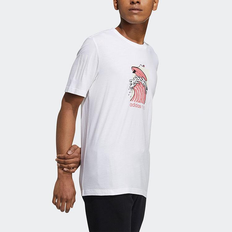 adidas Спортивная футболка с круглым вырезом Neo Surf Print, мужские топы, белая GS2581