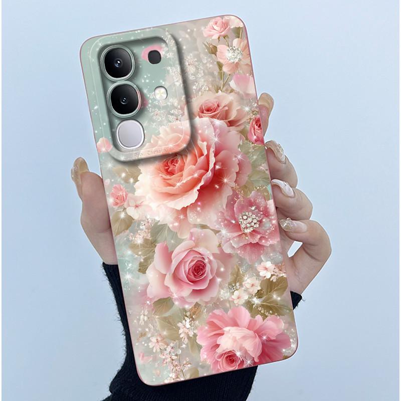 Чехол для телефона Vivo Y29 4G Модный Минимализм Масляная Живопись Цветок Мягкий Жидкий Силикон Задняя Крышка Для Vivo Y 29 4G Fundas