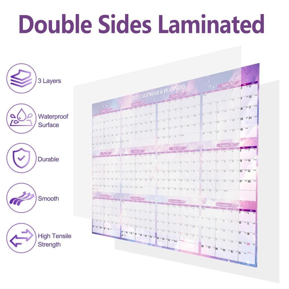 Foldable Yearly Wall Planner Erasable Surface Calendar Planner Sheet New Full Year Planner  School