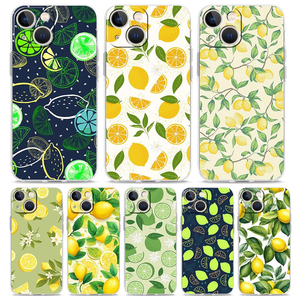 Фруктовый лимонный чехол для телефона For iPhone 11 Чехлы iPhone 15 12 13 14 16 Pro Max X XR XS 14 15 Plus 16Pro iPhone16 Прозрачная крышка