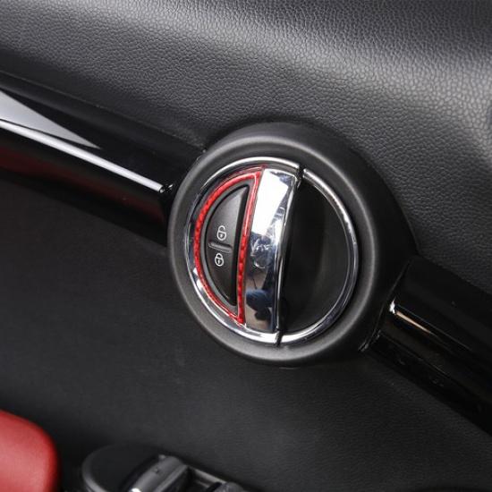 Red Carbon Interior inner Door Handle Bowl Cover Trim For BMW Mini Cooper 14-21