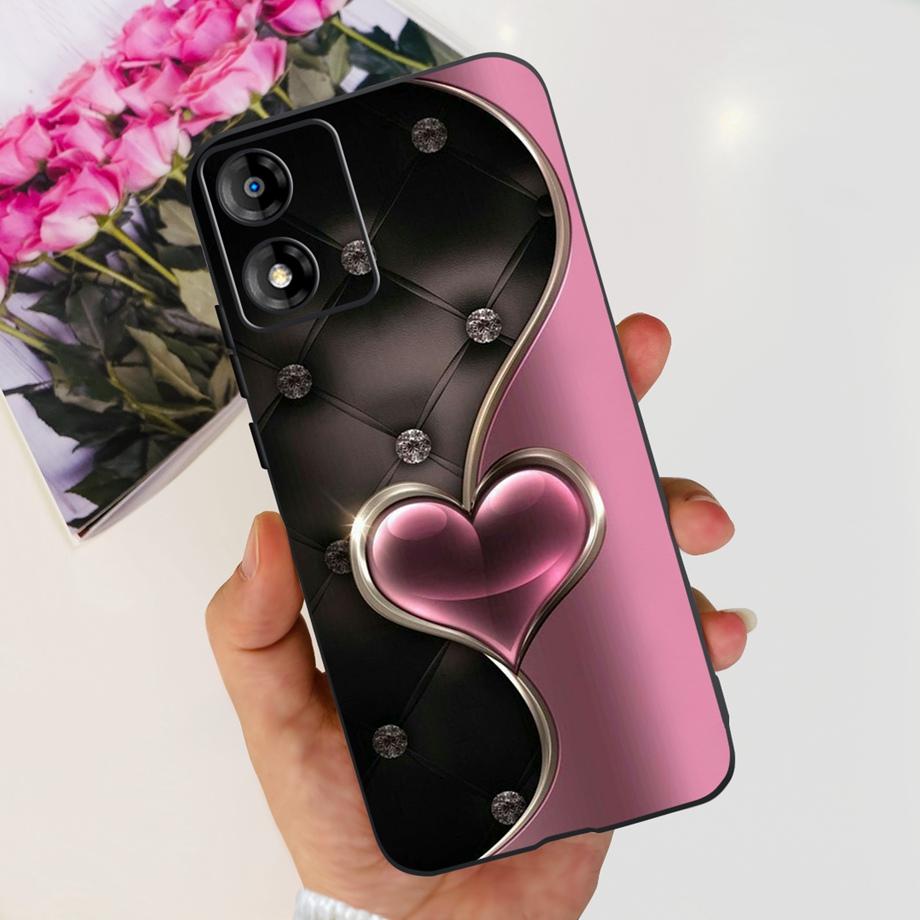 For Motorola Moto E13 Moto G13 Case Matte Black Liquid Silicone Soft Cover Lovely Cat Cartoon Jelly Capas For MotoE13 E 13 G 13