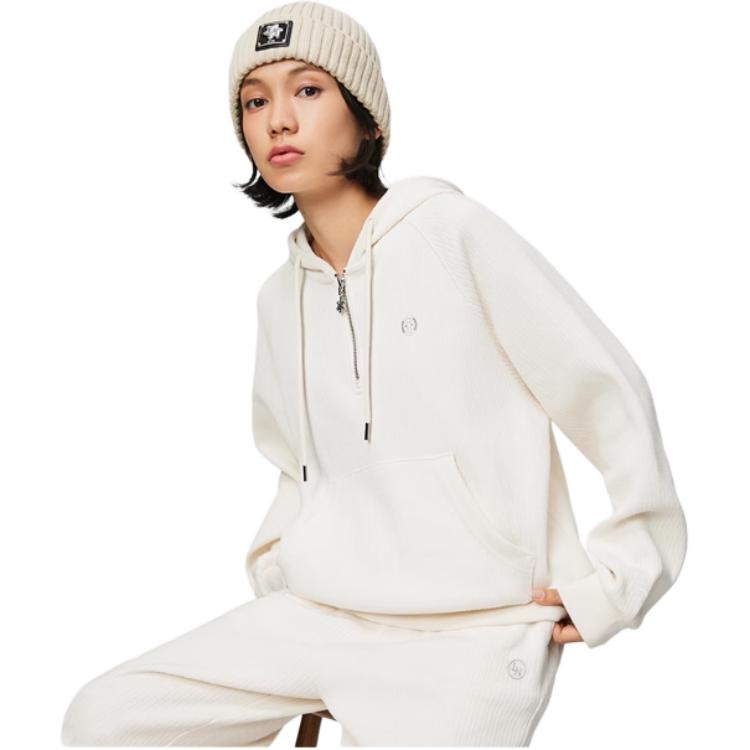 Li-Ning Plain Pullover Hoodie Women Hoodies Off-White AWDT824-3