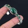 Браслет-бенгл из стерлингового серебра 925 пробы с овальным малахитовым драгоценным камнем и хромдиопсидом в стиле бохо