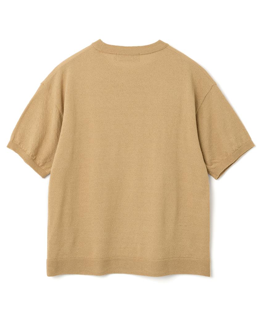 KNITTED Cool Summer Essential Round Short Sleeve Knit Tee Camel