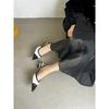 Designer Black White  Color Low Heeled Sandals Women Sexy Pointed Toe Slingbacks Chunky High Heels  Women Elegant Heels