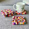 Felt-Ball-Coasters Set Felt-Coasters Wool Felt-Coaster Felted-Coaster Rainbow-Coaster Useful Tea-Coaster