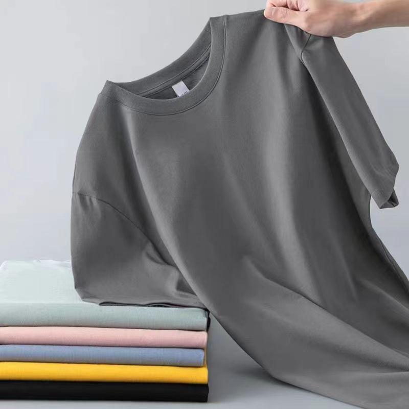 2024 Мужская и женская приталенная однотонная классическая футболка с коротким рукавом