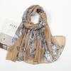 Spring and Autumn New Plant Flower Printing Versatile Bali Yarn Cotton and Linen Feel Scarf Elegant Sunscreen Shawl Women