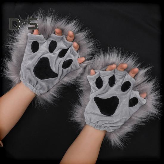 1 пара зимних перчаток, волчьи лапы, лисьи когти, варежки, приятные для кожи, термоизоляционные перчатки, костюм для косплея на вечеринку