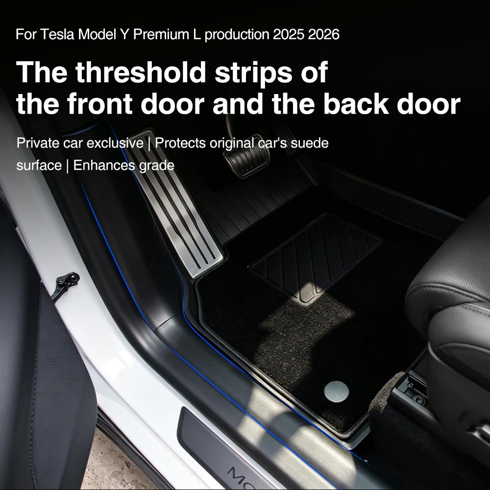 Heenvn 8PCS For Tesla Model Y L 2025 2026 TPE Car Front Rear Door Sill Protector Threshold Strip Anti-kick Guard Panel Cover