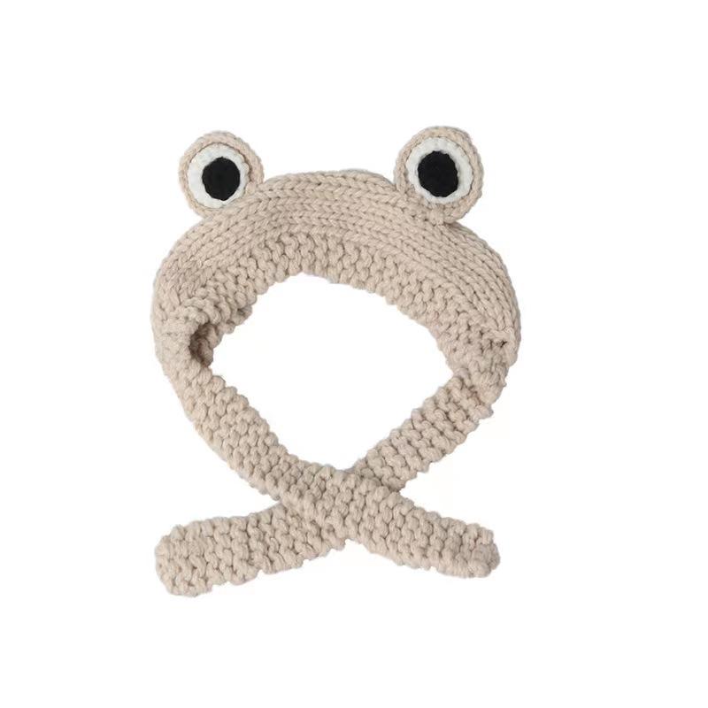 Korean-Style Cute Frog Knit Hat with Ear Protection