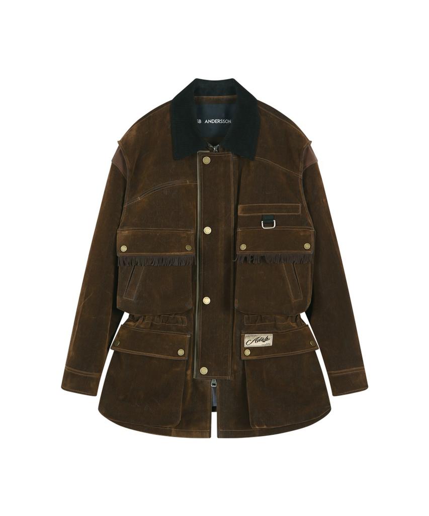 ADSB ANDERSSON BELL Multi-Pocket Velvet Safari Jacket (Brown)