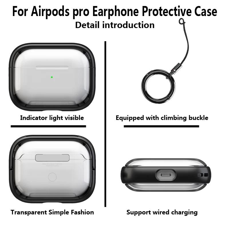 Для Airpods Pro 2 Полупрозрачный чехол из ТПУ+ПК С веревкой Аксессуары для наушников Для Apple Airpod 3/2/1 С подставкой 360°