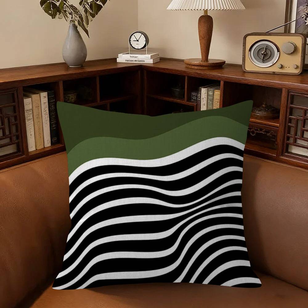 Abstract Green Bauhaus-Style Cushion Cover Car Throw Pillow Case For Sofa Car Christmas Gift