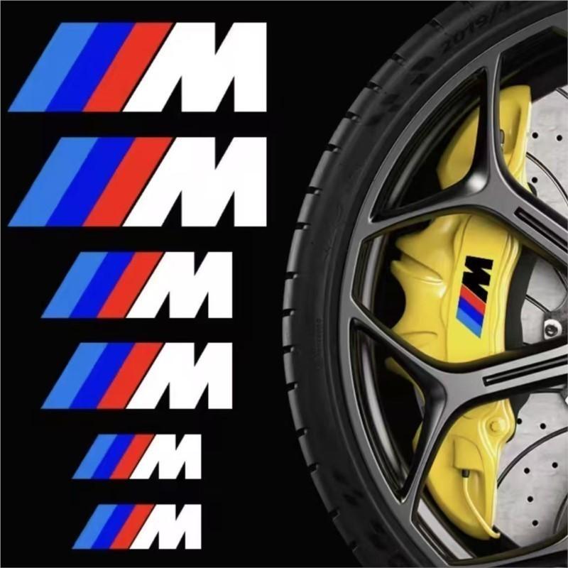6Pcs PVC Car Brake Caliper Badge Emblem Stickers Auto Gadget For BMW M X1 X3 X5 X6 E30 E90 M3 E84 E83 F25 E91 E60 F15 F16 E70 UF0