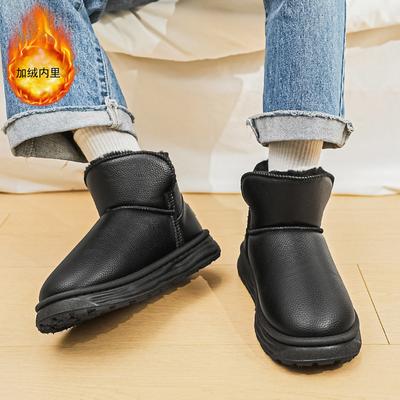 Зимняя кожаная обувь на одной педали, мужские теплые утолщенные бархатные зимние ботинки для активного отдыха, спортивная обувь, хлебная обувь большого размера