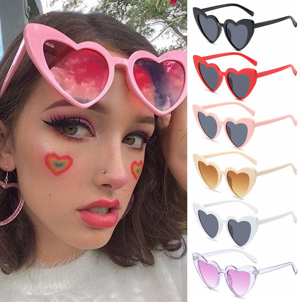 Fashion Women Clout Goggle Eyewear Heart-Shaped Sunglasses UV400 Protection Vintage Sunglasses
