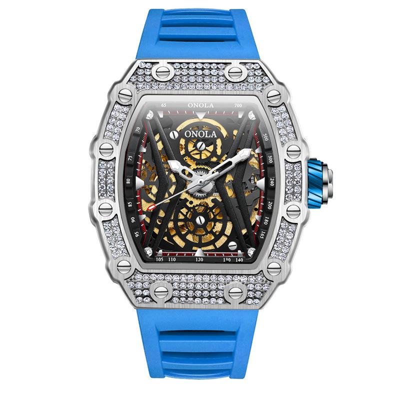 New Top Brand Diamond-encrusted Fashion Sports Automatic Mechanical Watch Men's Silicone Tape Waterproof Men's Wrist Watch