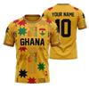 Maillot de Football du Ghana Personnalisé T-shirt Fan du Ghana Rouge Motif Africain Haut de Football Nom Numéro Personnalisés Cadeau Sportif