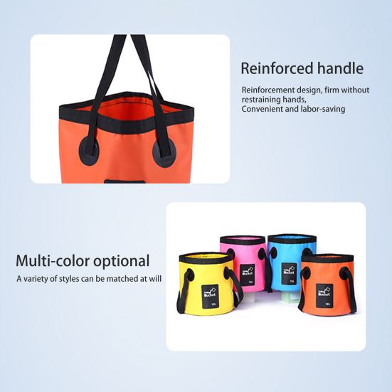 12/20L Outdoor Camping Foldable Bucket with Portable Handle Waterproof Multifunctional Car Washing Fishing Collapsible Water Storage Pail